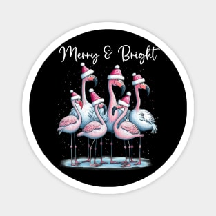 Merry And Bright Flamingos Magnet